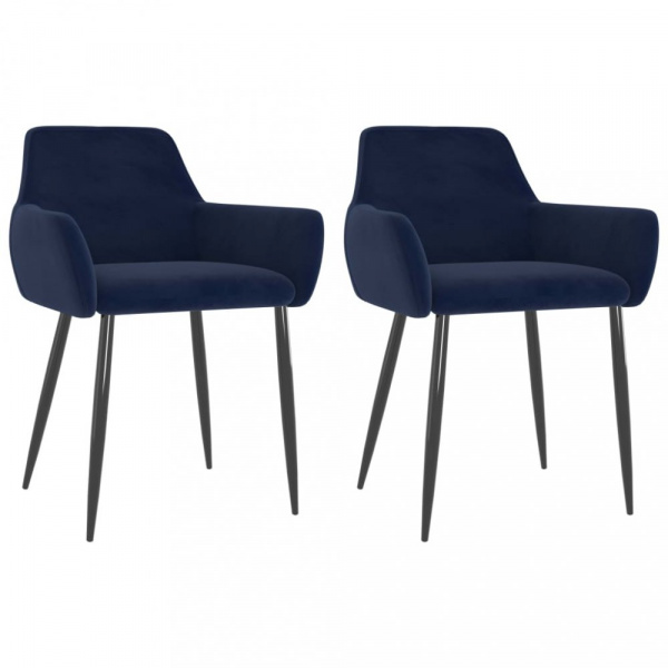 Jídelní židle 2 ks samet / kov Dekorhome Modrá,Jídelní židle 2 ks samet / kov Dekorhome Modrá