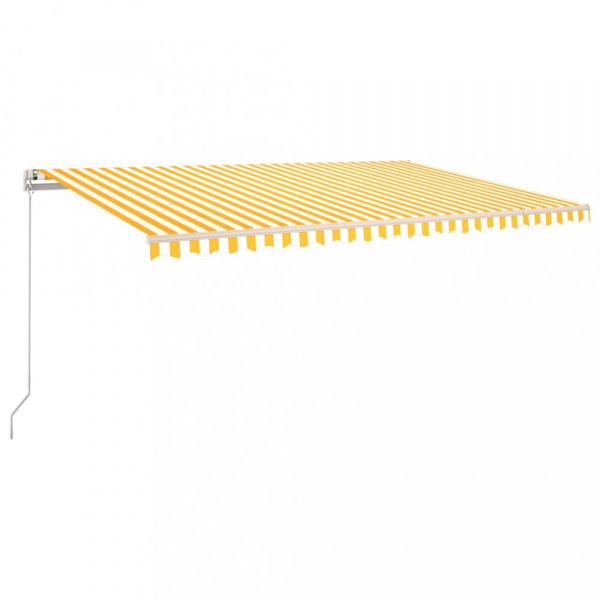 Ručně zatahovací markýza s LED světlem 500x350 cm Dekorhome Bílá / žlutá,Ručně zatahovací markýza s 