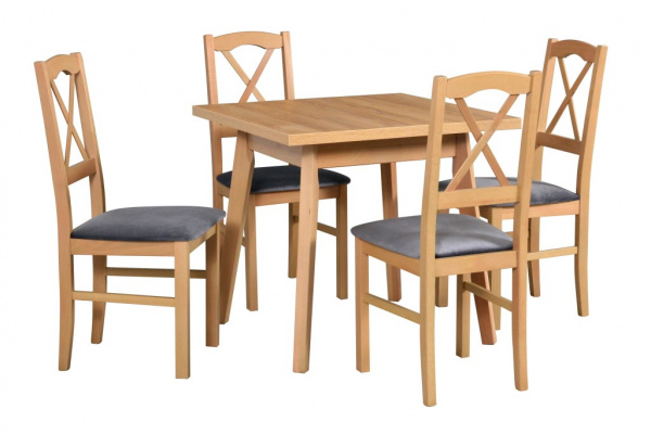 Jídelní set - stůl Oslo 1L + 4x židle Nilo 11 Potahová látka - židle: Tkanina 1B, Barva desky: Grand