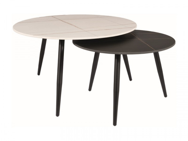 Konferenční stolek 2 ks KORA Černá / bílá,Konferenční stolek 2 ks KORA Černá / bílá