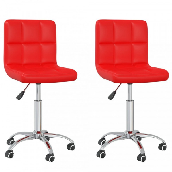 Otočná jídelní židle 2 ks umělá kůže / chrom Dekorhome Červená,Otočná jídelní židle 2 ks umělá kůže 