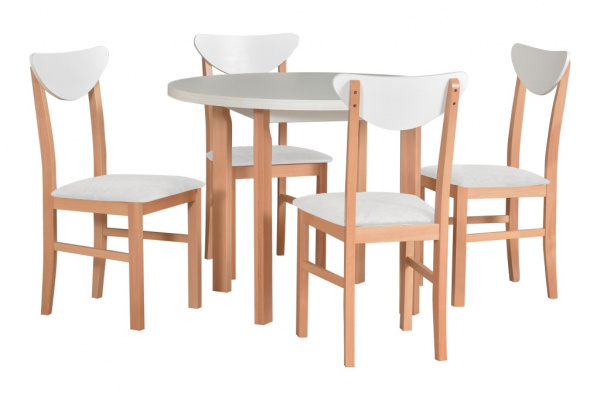 Jídelní set - stůl Poli 2 + 4x židle Leo 2 Potahová látka - židle: Tkanina 10B, Barva desky: Bílá, B