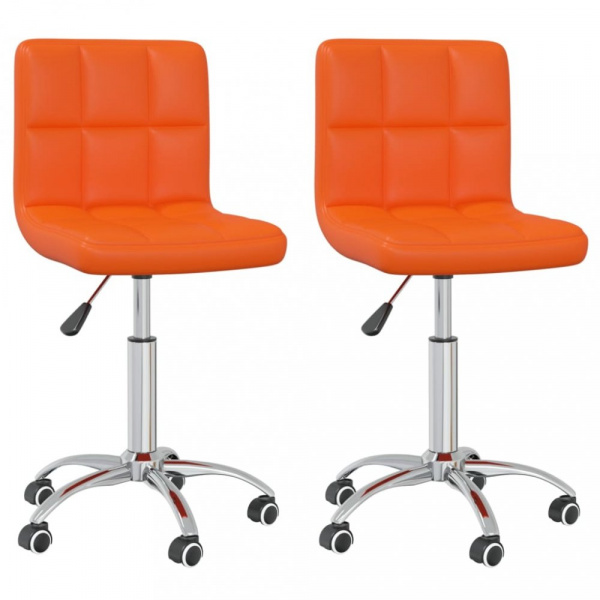 Otočná jídelní židle 2 ks umělá kůže / chrom Dekorhome Oranžová,Otočná jídelní židle 2 ks umělá kůže