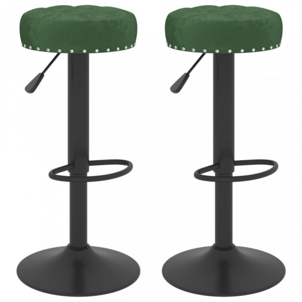 Barové stoličky 2 ks samet / kov Dekorhome Tmavě zelená,Barové stoličky 2 ks samet / kov Dekorhome T