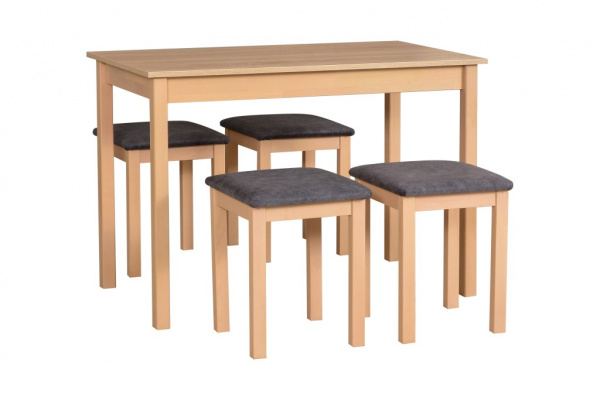 Jídelní set - stůl Max 2 + 4x stolička T2 Potahová látka - židle: Tkanina 24B, Barva desky: Dub Sono