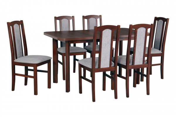 Jídelní set - stůl Wenus 2P + 6x židle Bos 7 Potahová látka - židle: Tkanina 1B, Barva desky: Ořech,