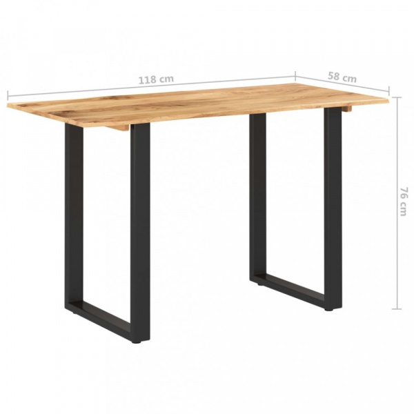 Jídelní stůl masivní dřevo / ocel Dekorhome 118x58x76 cm,Jídelní stůl masivní dřevo / ocel Dekorhome