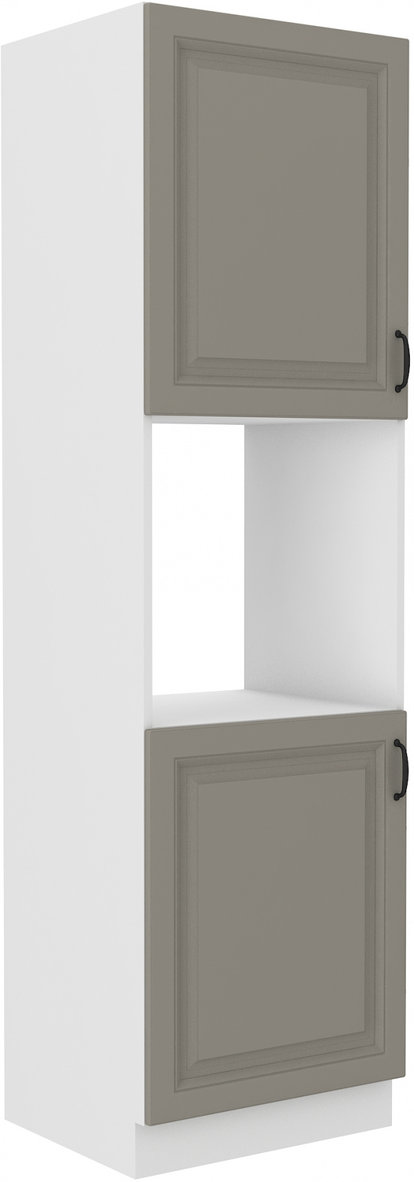 Vysoká skříňka pro vestavnou troubu Stilo 60 DP-210 2F Barva korpusu: Bílá, Barva dvířek: Clay Grey