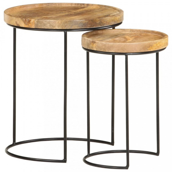 Odkládací stolek 2 ks dřevo / kov Dekorhome Mangovníkové dřevo,Odkládací stolek 2 ks dřevo / kov Dek
