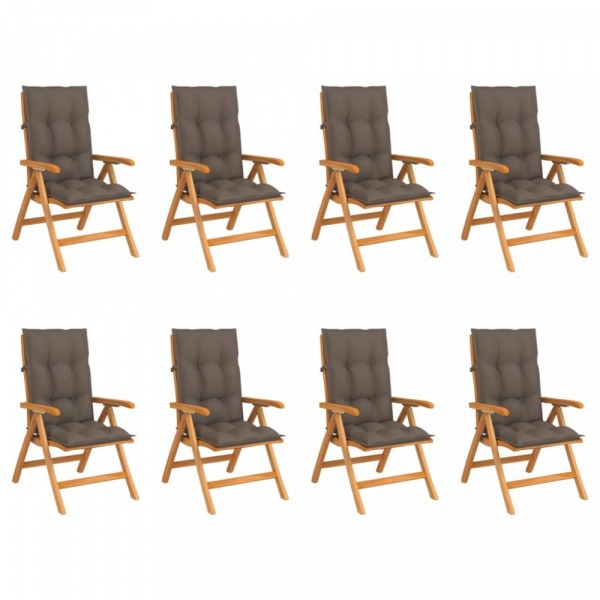 Skládací zahradní židle s poduškami 8 ks teak / látka Dekorhome Šedohnědá taupe,Skládací zahradní ži
