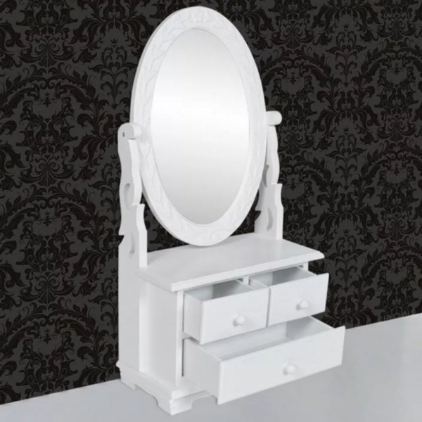 Toaletní stolek se zrcadlem bílá Dekorhome,Toaletní stolek se zrcadlem bílá Dekorhome