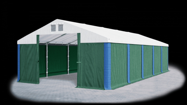 Garážový stan 4x6x2m střecha PVC 560g/m2 boky PVC 500g/m2 konstrukce ZIMA Zelená Bílá Modré,Garážový