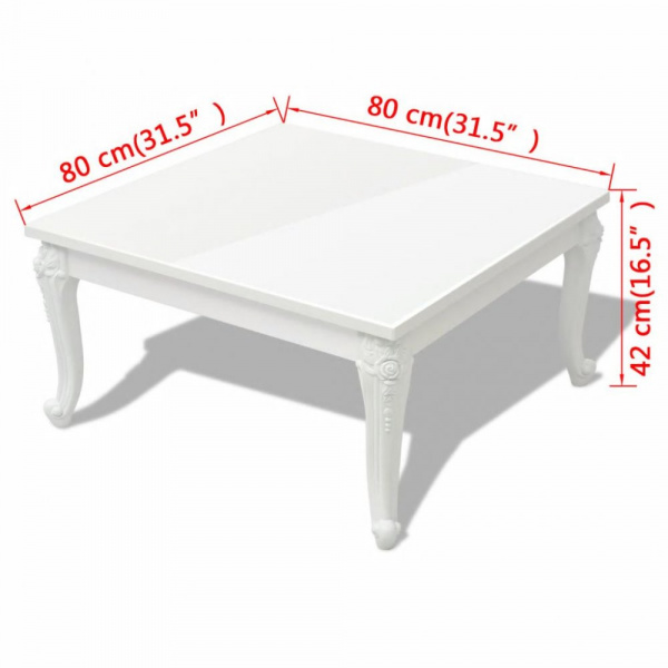 Konferenční stolek bílá vysoký lesk Dekorhome 80x80x42 cm,Konferenční stolek bílá vysoký lesk Dekorh