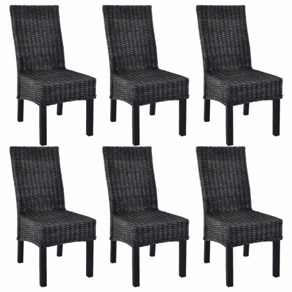 Jídelní židle 6 ks ratan / mangovník Dekorhome Černá,Jídelní židle 6 ks ratan / mangovník Dekorhome 
