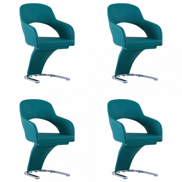 Jídelní židle 4 ks umělá kůže / chrom Dekorhome Modrá,Jídelní židle 4 ks umělá kůže / chrom Dekorhom
