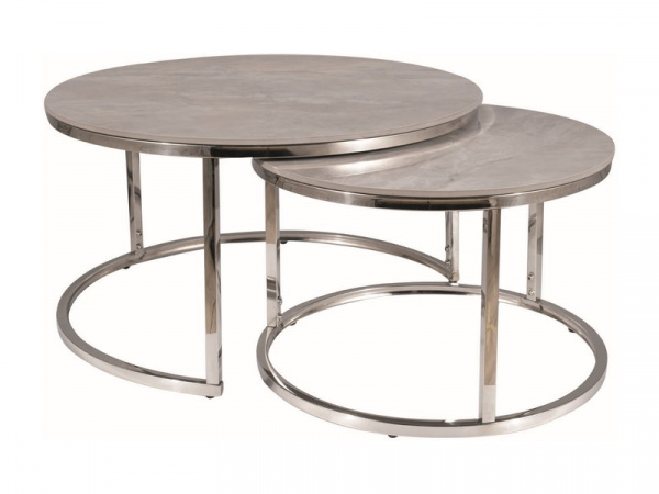 Konferenční stolek 2 ks  PORTAFINO Stříbrná / šedá,Konferenční stolek 2 ks  PORTAFINO Stříbrná / šed