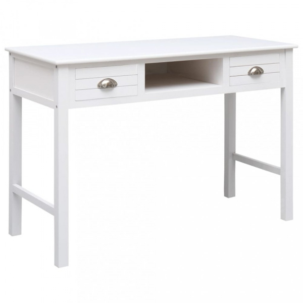 Psací stůl se 2 zásuvkami masivní dřevo Dekorhome Bílá / stříbrná,Psací stůl se 2 zásuvkami masivní 
