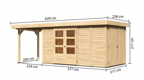 Dřevěný zahradní domek RETOLA 5 Dekorhome 601 cm,Dřevěný zahradní domek RETOLA 5 Dekorhome 601 cm