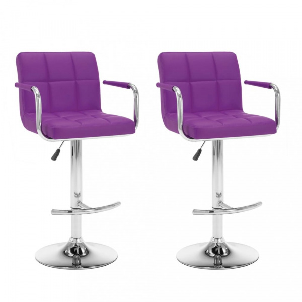 Barové židle 2 ks umělá kůže / kov Dekorhome Fialová,Barové židle 2 ks umělá kůže / kov Dekorhome Fi