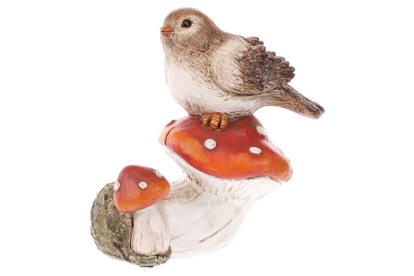 Ptáček ALA278-RED sedící na červené houbě
