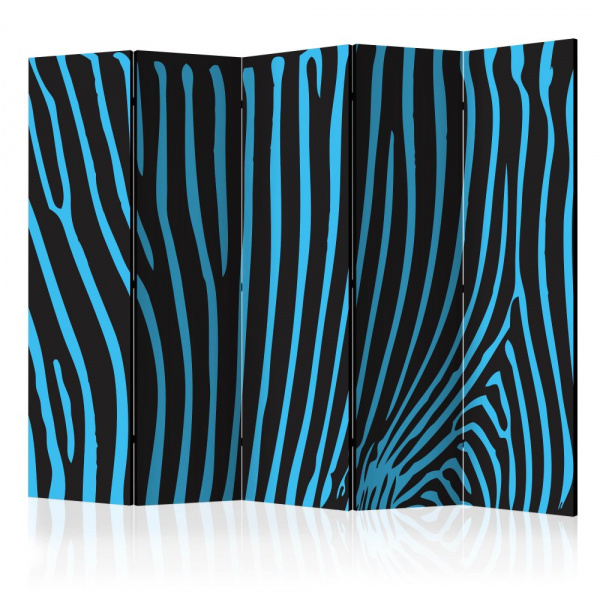 Paraván Zebra pattern (turquoise) Dekorhome 225x172 cm (5-dílný),Paraván Zebra pattern (turquoise) D