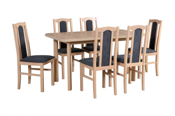 Jídelní set - stůl Wenus 2P + 6x židle Bos 7 Potahová látka - židle: Tkanina 2B, Barva desky: Dub So