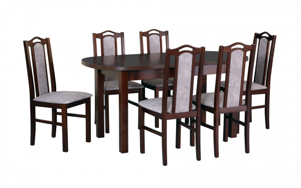 Jídelní set - stůl Wenus 1 + 6x židle Bos 9 Potahová látka - židle: Tkanina 25B, Barva desky: Ořech,