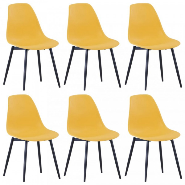 Jídelní židle 6 ks plast / kov Dekorhome Žlutá,Jídelní židle 6 ks plast / kov Dekorhome Žlutá