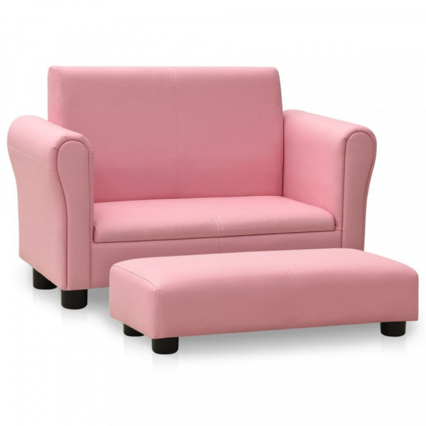 Dětská sedačka s podnožkou umělá kůže Dekorhome Světle růžová,Dětská sedačka s podnožkou umělá kůže 