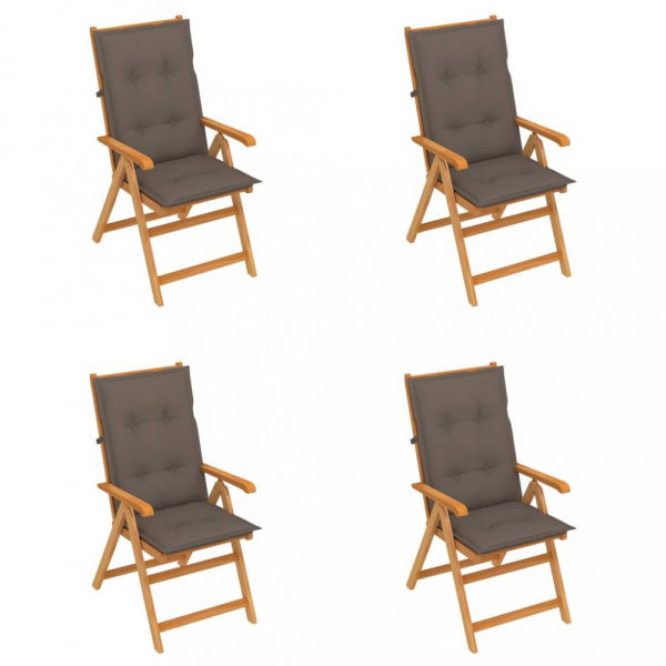 Skládací zahradní židle 4 ks s poduškami Dekorhome Šedohnědá taupe,Skládací zahradní židle 4 ks s po