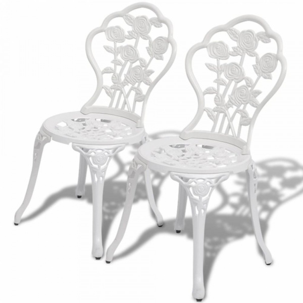 Zahradní bistro židle 2 ks litý hliník Bílá,Zahradní bistro židle 2 ks litý hliník Bílá