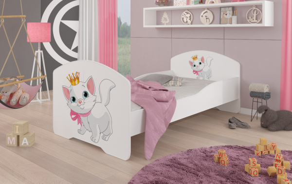 Dětská postel s obrázky - čelo Pepe Rozměr: 160 x 80 cm, Obrázek: Kočička Marie