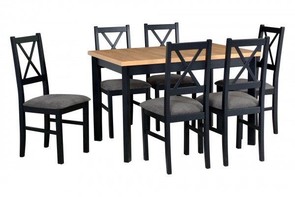 Jídelní set - stůl Max 5P + 6x židle Nilo 10 Potahová látka - židle: Tkanina 15B, Barva desky: Grand