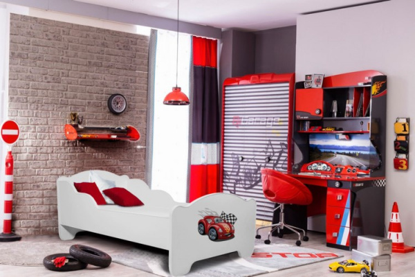Dětská postel s obrázky - čelo Amadis Rozměr: 160 x 80 cm, Obrázek: Závodní auto