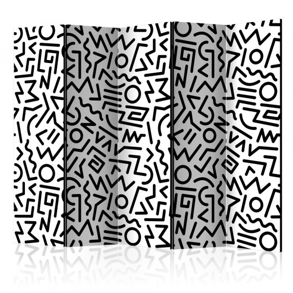 Paraván Black and White Maze Dekorhome 225x172 cm (5-dílný),Paraván Black and White Maze Dekorhome 2