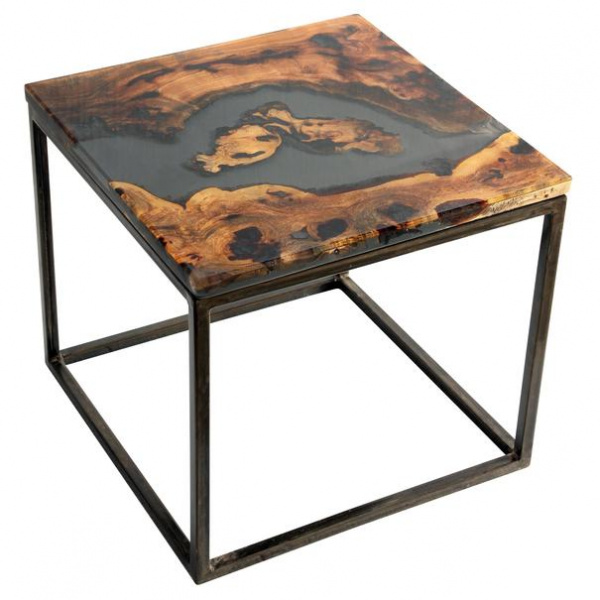 Odkládací stolek RESIN 40x40 cm, šedá