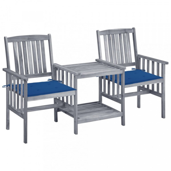 Zahradní židle se stolkem akácie / látka Dekorhome Tmavě modrá,Zahradní židle se stolkem akácie / lá