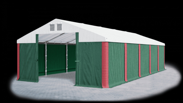 Garážový stan 4x6x2m střecha PVC 560g/m2 boky PVC 500g/m2 konstrukce ZIMA Zelená Bílá Červené,Garážo