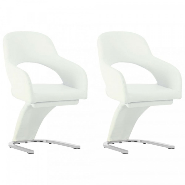 Jídelní židle 2 ks umělá kůže / chrom Dekorhome Bílá,Jídelní židle 2 ks umělá kůže / chrom Dekorhome