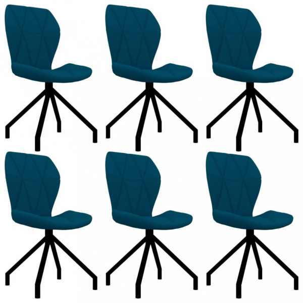 Jídelní židle 6 ks umělá kůže Dekorhome Modrá,Jídelní židle 6 ks umělá kůže Dekorhome Modrá