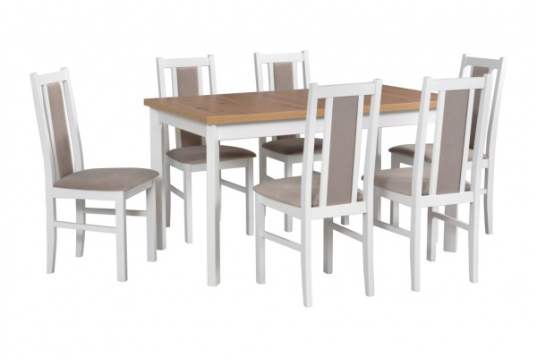 Jídelní set - stůl Modena 1P + 6x židle Bos 14 Potahová látka - židle: Tkanina 3B, Barva desky: Dub 