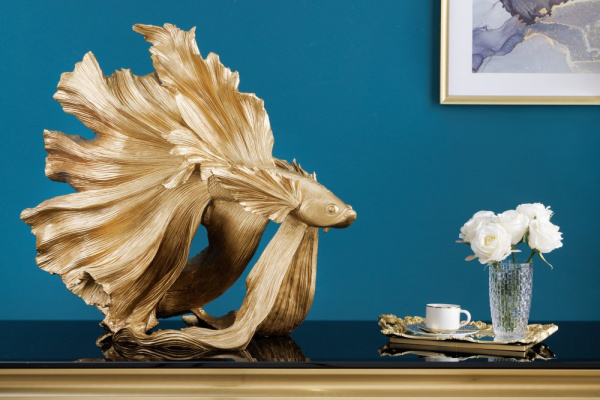Dekorační socha rybka TEJE 65 cm Dekorhome Zlatá,Dekorační socha rybka TEJE 65 cm Dekorhome Zlatá