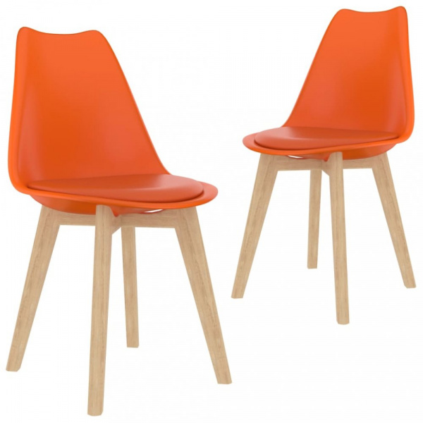 Jídelní židle 2 ks plast / umělá kůže / buk Dekorhome Oranžová,Jídelní židle 2 ks plast / umělá kůže