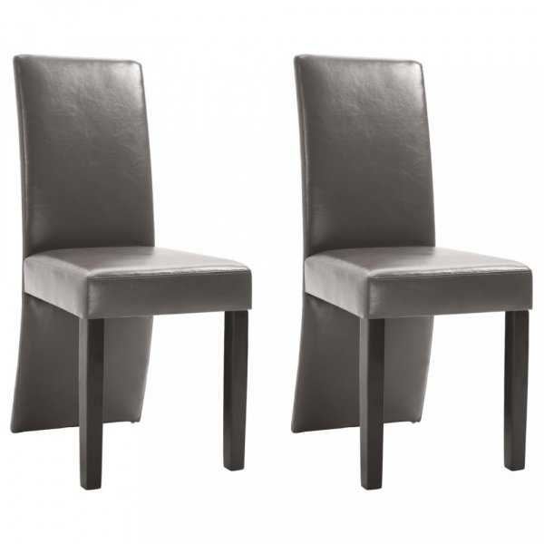 Jídelní židle 2 ks umělá kůže / dřevo Dekorhome Šedá,Jídelní židle 2 ks umělá kůže / dřevo Dekorhome