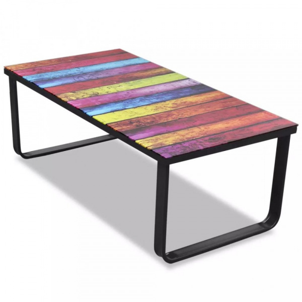 Konferenční stolek s potiskem sklo / kov Dekorhome Barvy,Konferenční stolek s potiskem sklo / kov De
