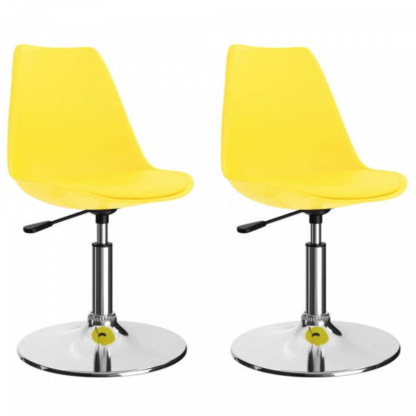 Otočné jídelní židle 2 ks umělá kůže / kov Dekorhome Žlutá,Otočné jídelní židle 2 ks umělá kůže / ko
