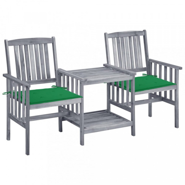 Zahradní židle se stolkem akácie / látka Dekorhome Tmavě zelená,Zahradní židle se stolkem akácie / l