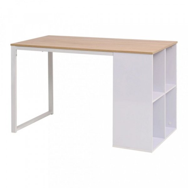 Psací stůl s regálem 120x60 cm Dekorhome Bílá / dub,Psací stůl s regálem 120x60 cm Dekorhome Bílá / 
