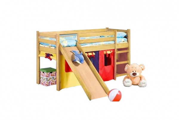 Dětská patrová postel se skluzavkou NEO PLUS Borovice,Dětská patrová postel se skluzavkou NEO PLUS B