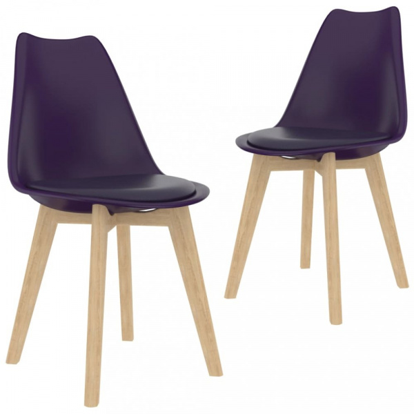 Jídelní židle 2 ks plast / umělá kůže / buk Dekorhome Fialová,Jídelní židle 2 ks plast / umělá kůže 